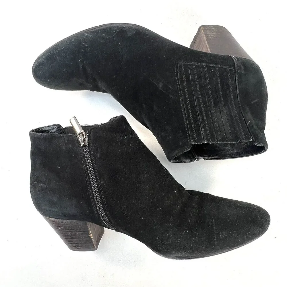 Aquatalia By Marvin K Boots Womens 9.5 Casual Zip Ankle Bootie Black Suede Heels